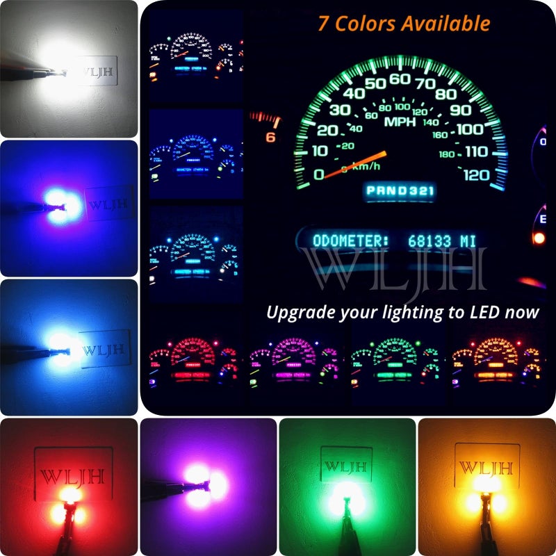 WLJH 10 Pack Green Canbus T5 Led Bulb 2721 37 74 Wedge Lamp PC74 Twist Sockets Dash Dashboard Lights Instrument Panel Cluster Leds Replacement - Image 3